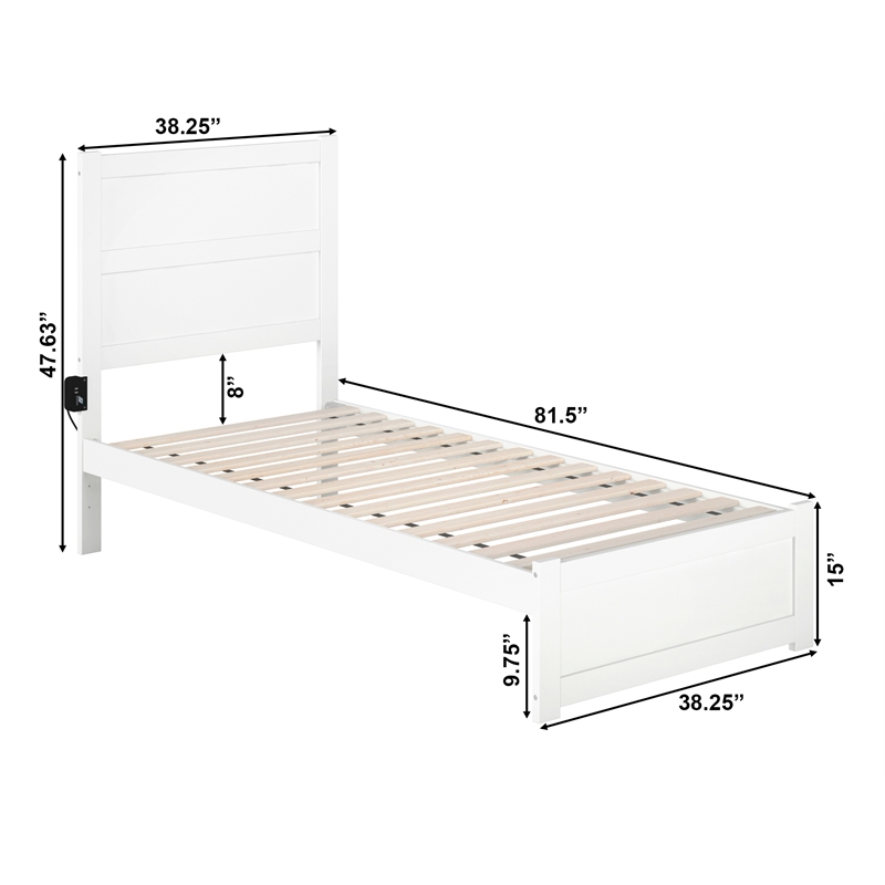 AFI NoHo Traditional Wood Twin XL Bed with Footboard in White