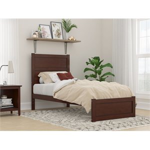 afi noho contemporary wood twin xl bed with footboard in walnut