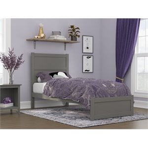afi noho transitional wood twin xl bed with footboard in gray