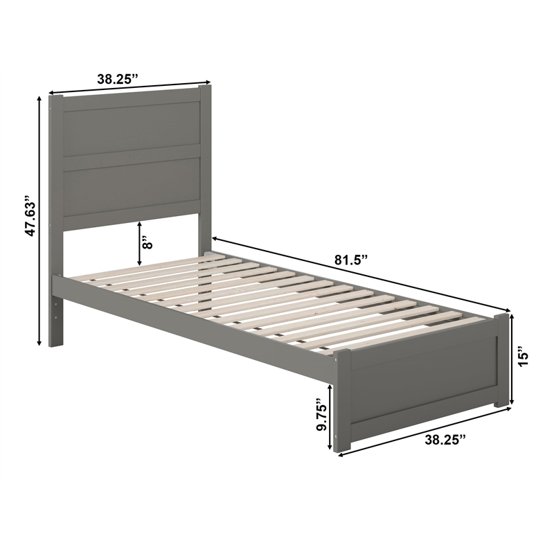 AFI NoHo Transitional Wood Twin XL Bed with Footboard in Grey