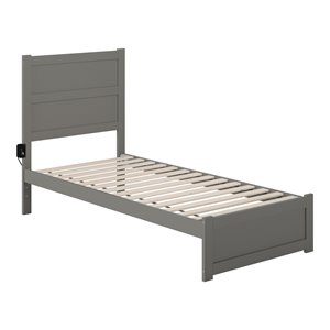atlantic furniture noho transitional wood twin xl bed with footboard in gray