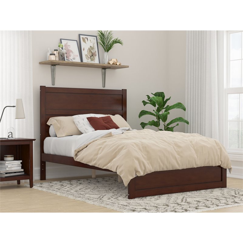 AFI NoHo Solid Wood Full Bed with Footboard with USB Charger in Walnut