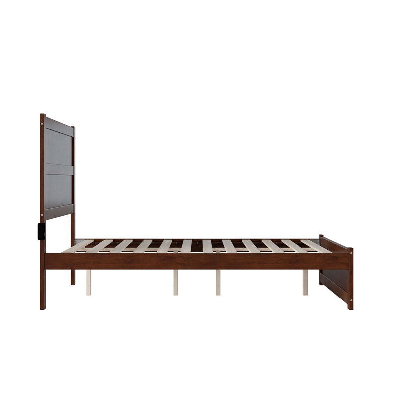 AFI NoHo Solid Wood Full Bed with Footboard with USB Charger in Walnut