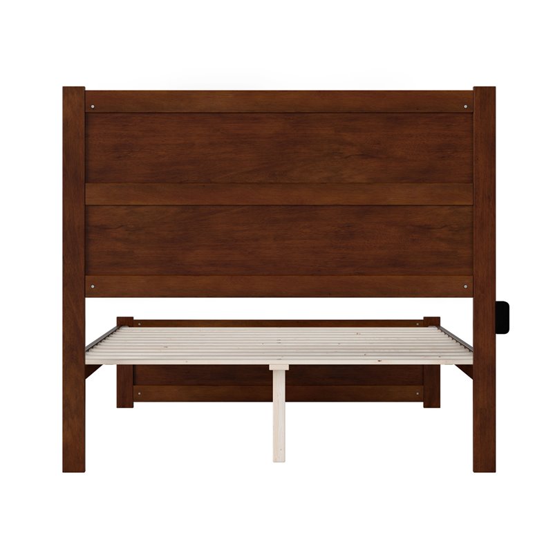 AFI NoHo Solid Wood Full Bed with Footboard with USB Charger in Walnut