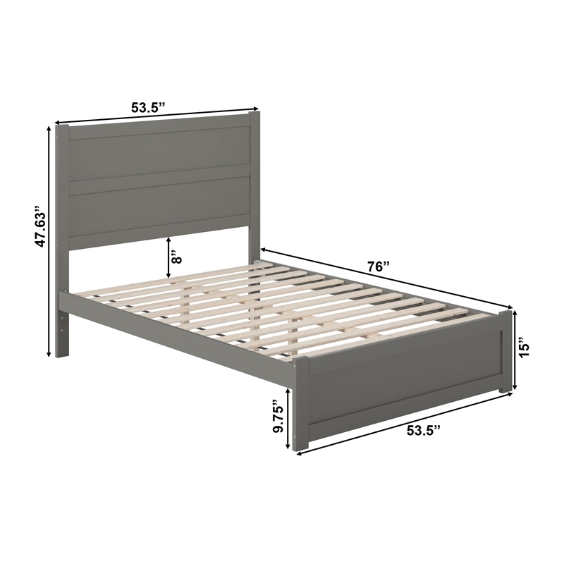 AFI NoHo Farmhouse Solid Wood Full Bed with Footboard in Grey