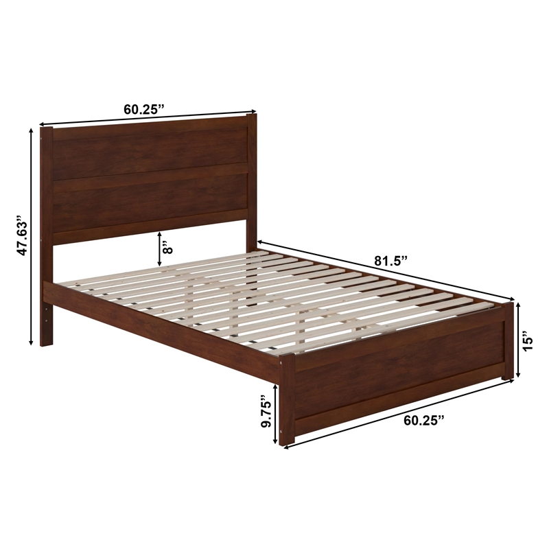 AFI NoHo Modern Solid Wood Queen Bed with Footboard in Walnut