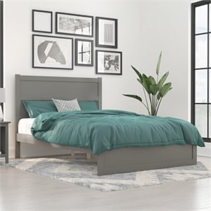 AFI NoHo Farmhouse Wood Queen Bed with Footboard in Grey