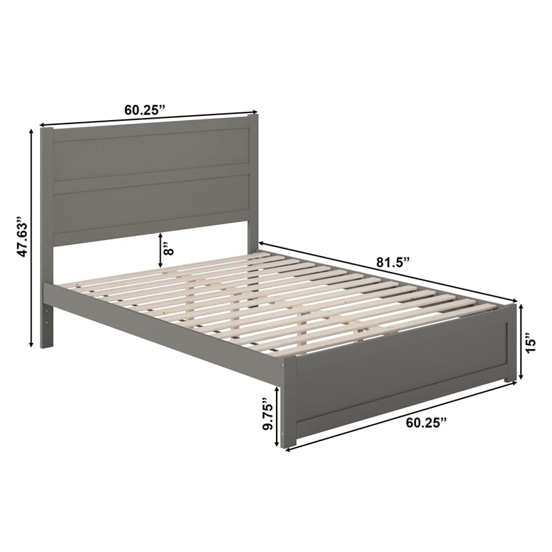 AFI NoHo Farmhouse Wood Queen Bed with Footboard in Grey