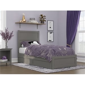 AFI NoHo Wood Twin XL Bed with Footboard/Twin XL Trundle in Grey