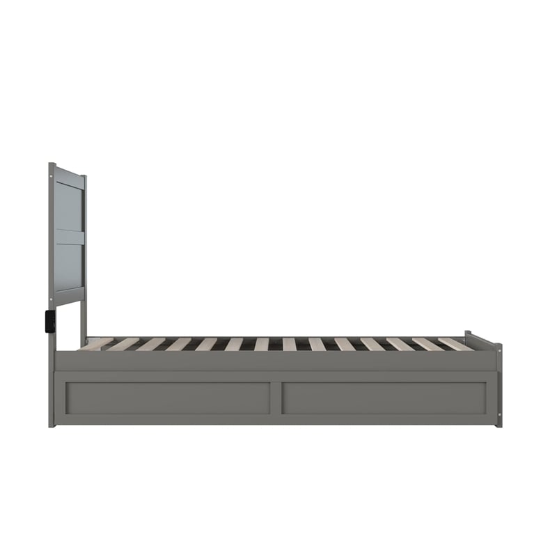 AFI NoHo Wood Twin XL Bed with Footboard/Twin XL Trundle in Grey