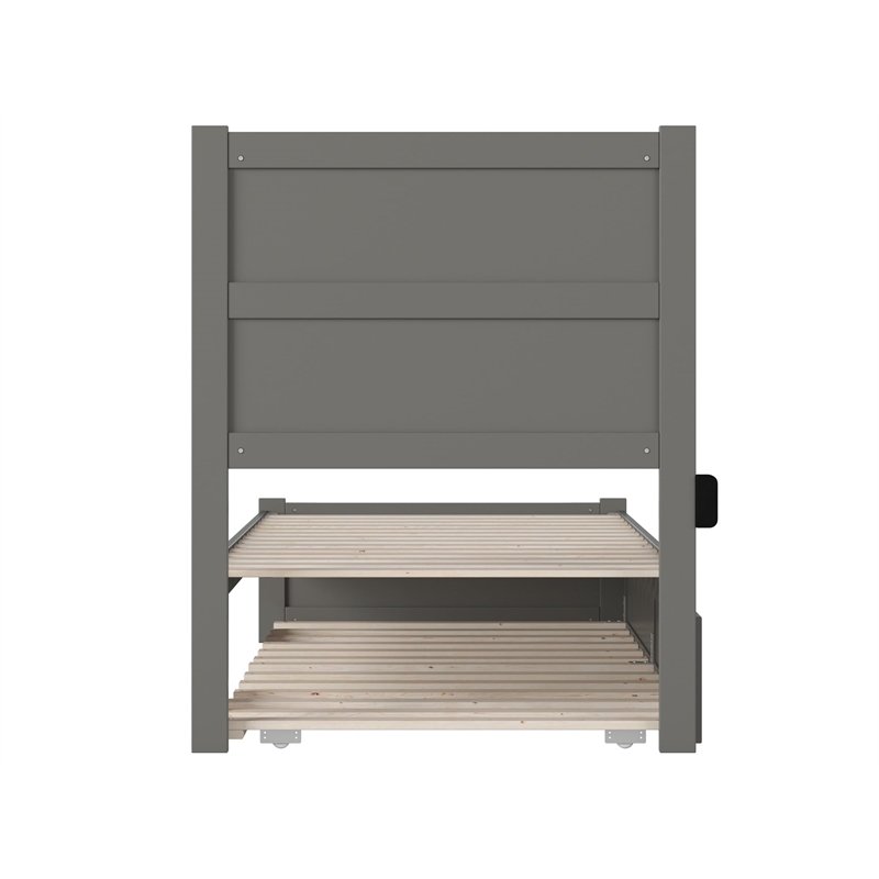 AFI NoHo Wood Twin XL Bed with Footboard/Twin XL Trundle in Grey