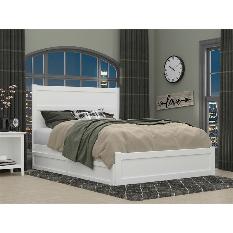 AFI NoHo Wood Queen Bed with Footboard and Twin XL Trundle in White
