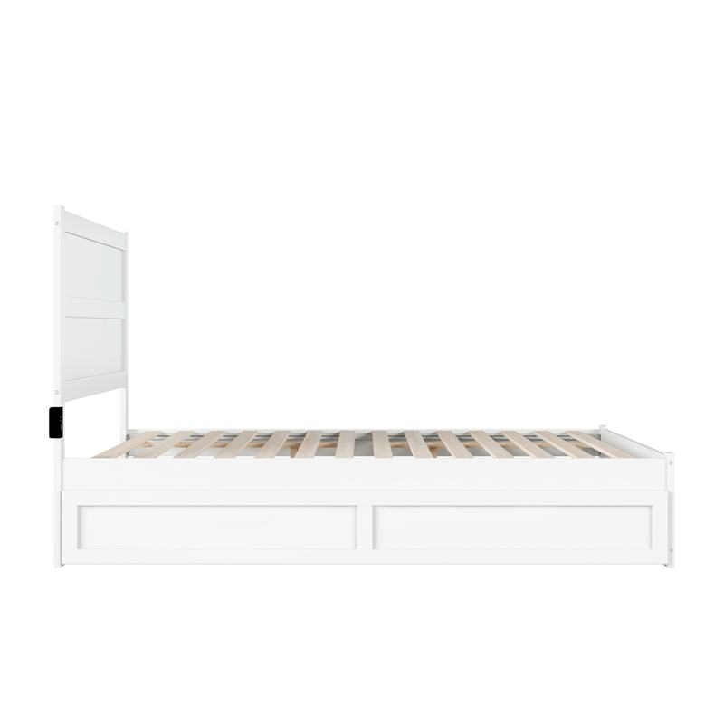 AFI NoHo Wood Queen Bed with Footboard and Twin XL Trundle in White