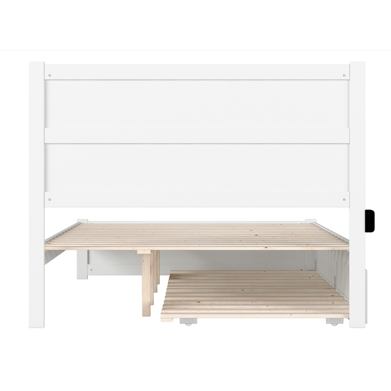 AFI NoHo Wood Queen Bed with Footboard and Twin XL Trundle in White