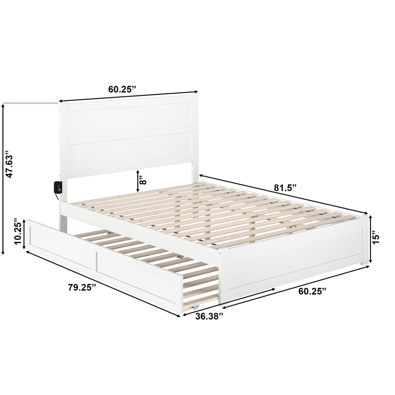 AFI NoHo Wood Queen Bed with Footboard and Twin XL Trundle in White