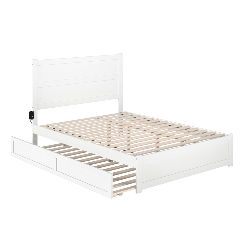 AFI NoHo Wood Queen Bed with Footboard and Twin XL Trundle in White