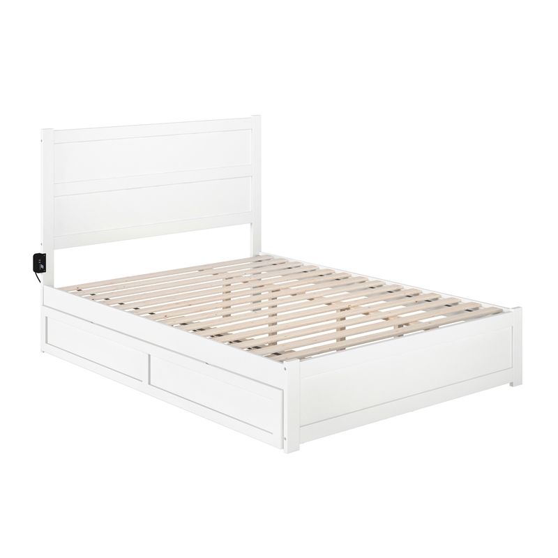 AFI NoHo Wood Queen Bed with Footboard and Twin XL Trundle in White