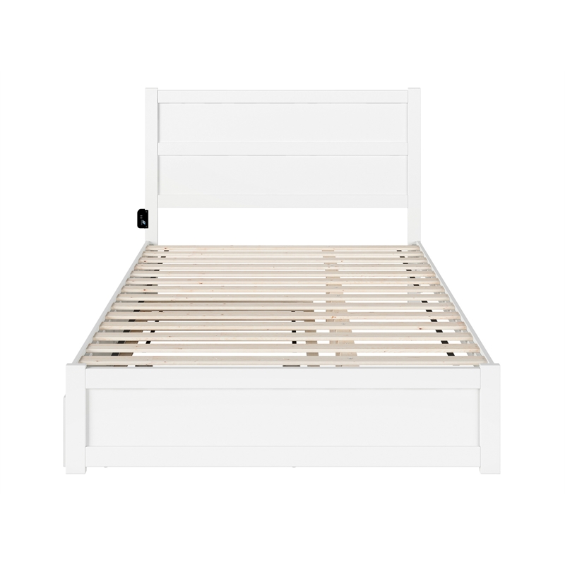 AFI NoHo Wood Queen Bed with Footboard and Twin XL Trundle in White