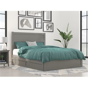 AFI NoHo Wood Queen Bed with Footboard/Twin XL Trundle in Grey