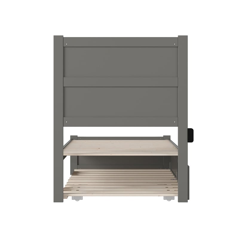 AFI NoHo Wood Twin Bed with Footboard and Twin Trundle in Walnut