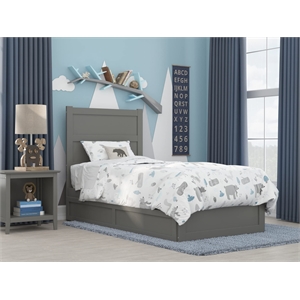 AFI NoHo Wood Twin Bed with Footboard and Twin Trundle in Grey