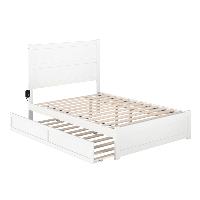 AFI NoHo Wood Full Bed with Footboard and Twin Trundle in White