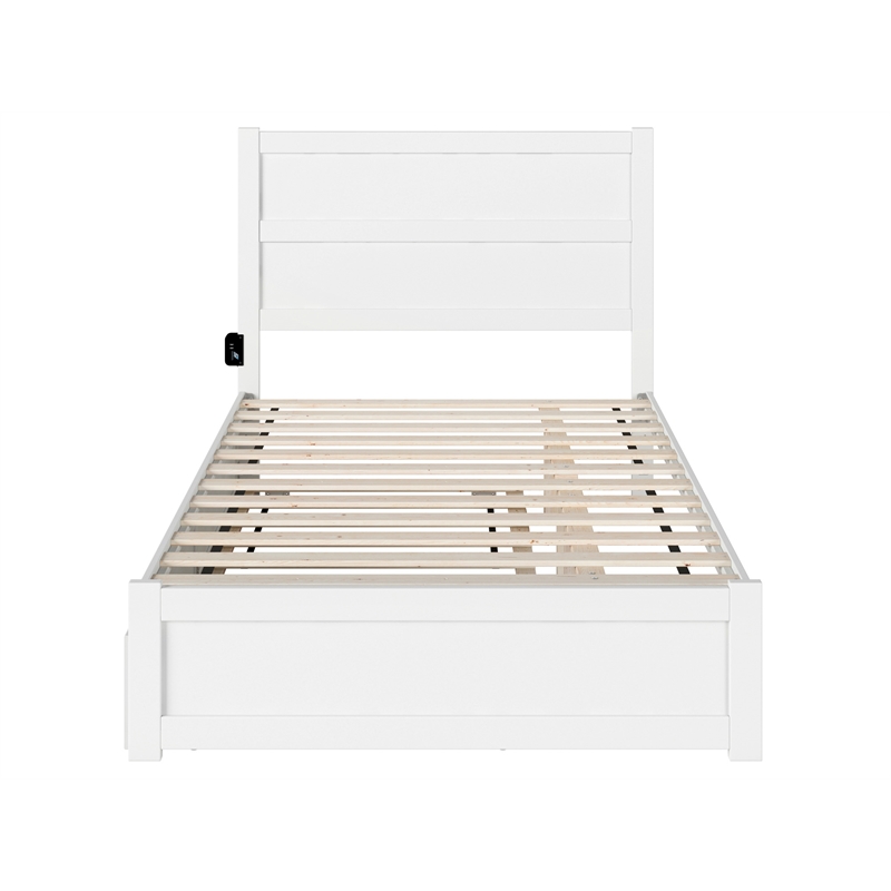 AFI NoHo Wood Full Bed with Footboard and Twin Trundle in White