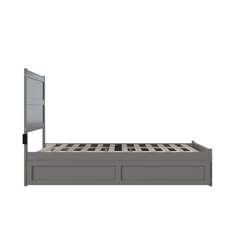 AFI NoHo Wood Full Bed with Footboard and Twin Trundle in Grey