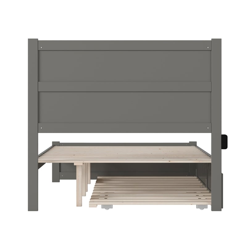 AFI NoHo Wood Full Bed with Footboard and Twin Trundle in Grey