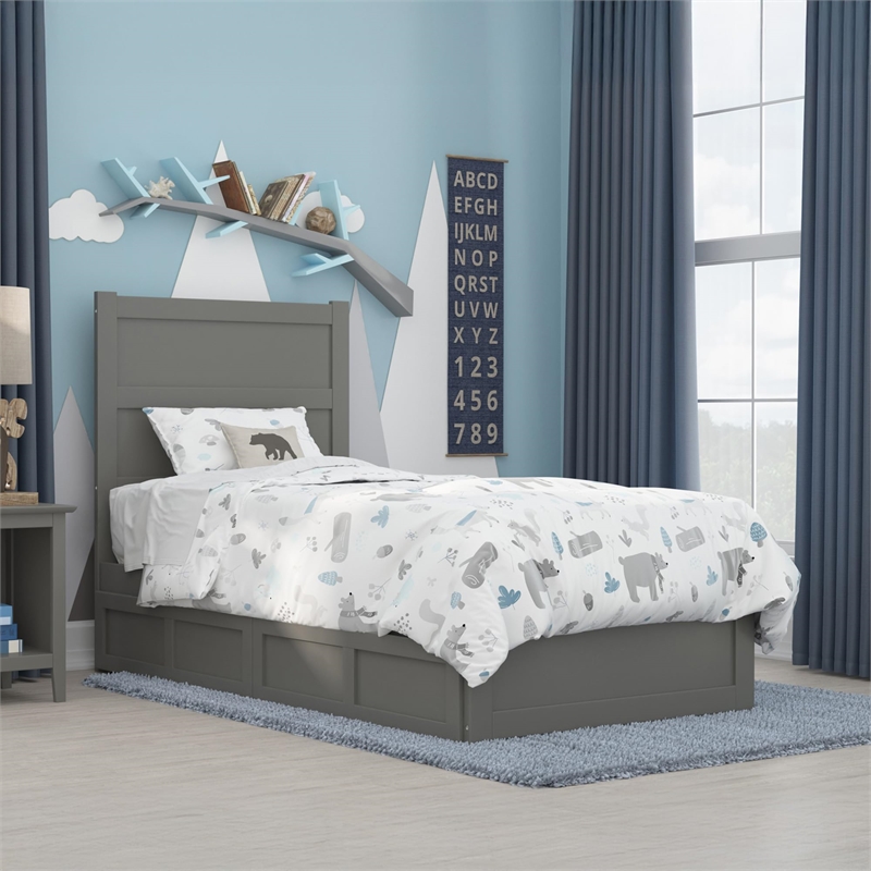 AFI NoHo Wood Twin Bed with Footboard and 2 Drawers in White