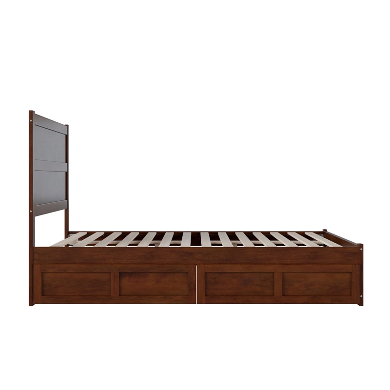 AFI NoHo Wood Twin Bed with Footboard and 2 Drawers in Walnut