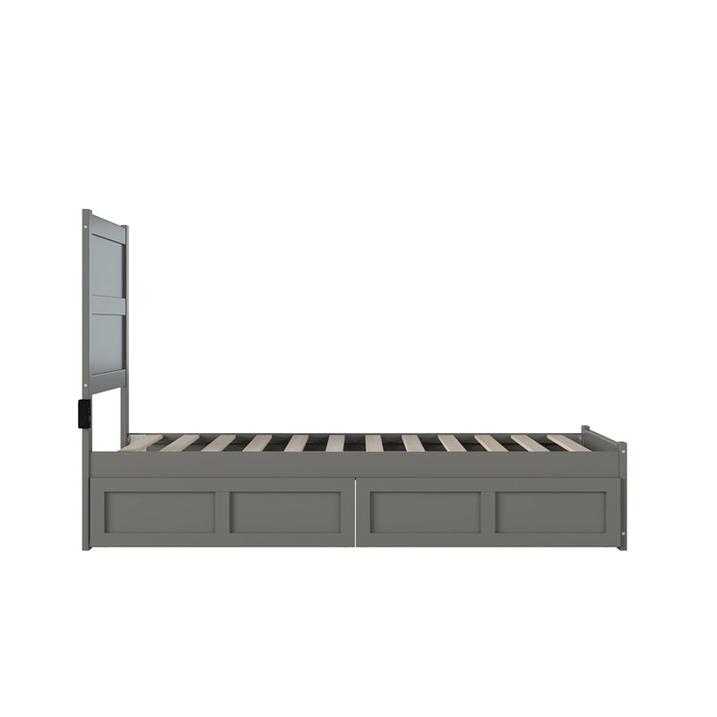AFI NoHo Wood Twin Bed with Footboard and 2 Drawers in Gray