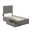 AFI NoHo Wood Twin Bed with Footboard and 2 Drawers in Gray