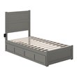 AFI NoHo Wood Twin Bed with Footboard and 2 Drawers in Gray