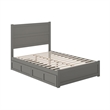 AFI NoHo Wood Full Bed with Footboard and 2 Drawers in Grey