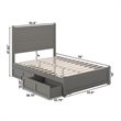 AFI NoHo Wood Full Bed with Footboard and 2 Drawers in Grey