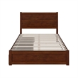 AFI NoHo Wood Twin XL Bed with Footboard and 2 Drawers in Walnut