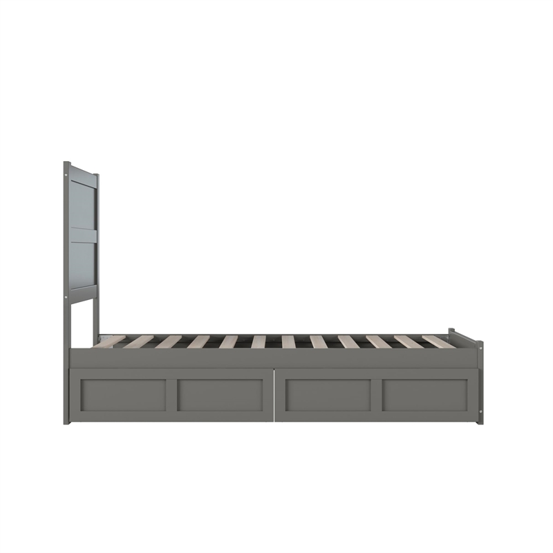 AFI NoHo Wood Twin XL Bed with Footboard and 2 Drawers in Grey