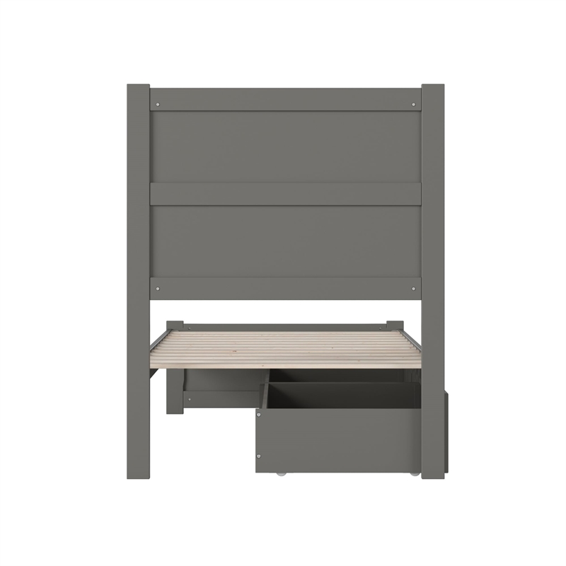 AFI NoHo Wood Twin XL Bed with Footboard and 2 Drawers in Grey