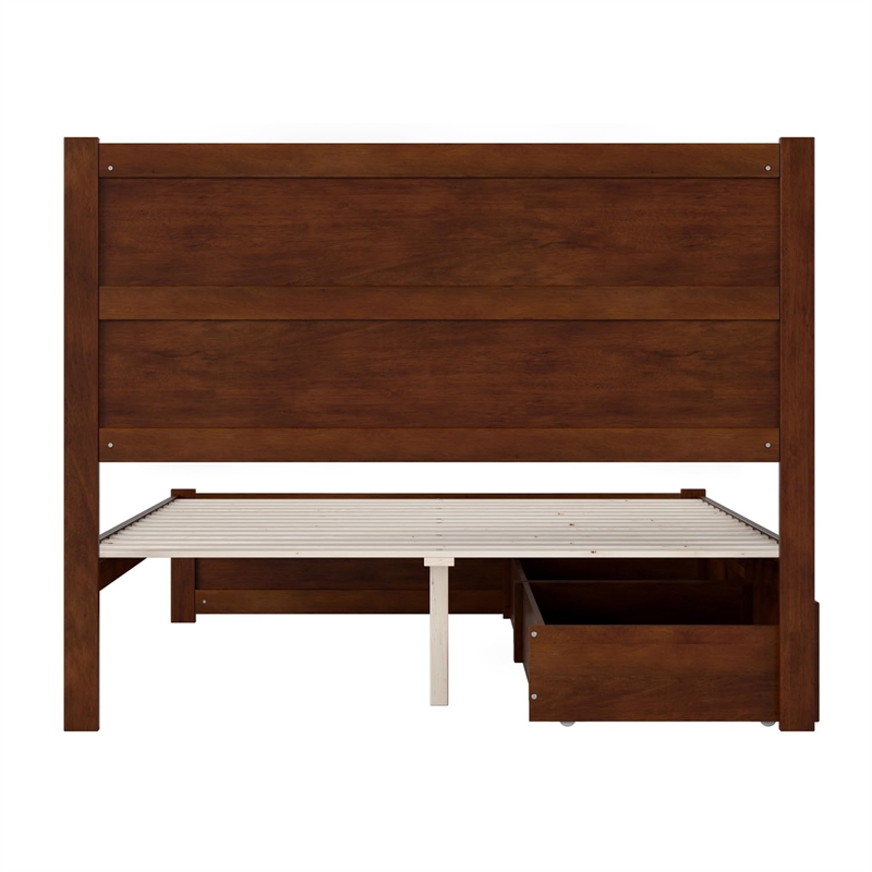AFI NoHo Wood Queen Bed with Footboard and 2 Drawers in Walnut