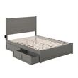 AFI NoHo Farmhouse Queen Wood Bed with Footboard and 2 Drawers in Gray