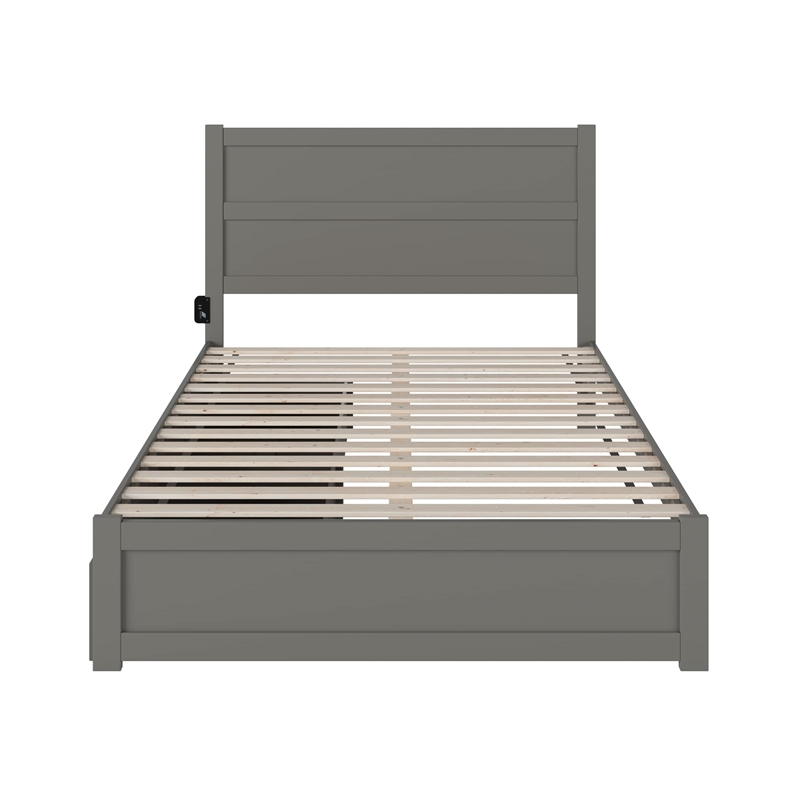 AFI NoHo Farmhouse Queen Wood Bed with Footboard and 2 Drawers in Gray