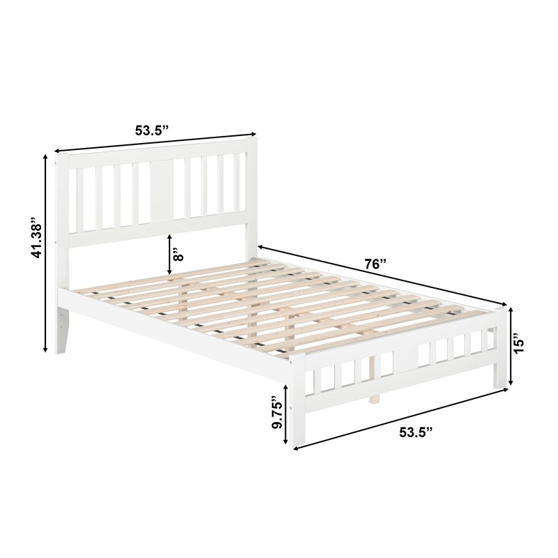 AFI Tahoe Solid Wood Full Platform Bed with Footboard in White