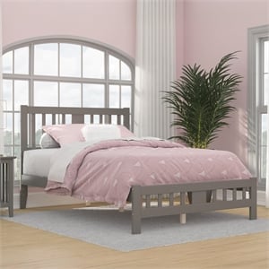 AFI Tahoe Solid Wood Full Platform Bed with Footboard in Grey