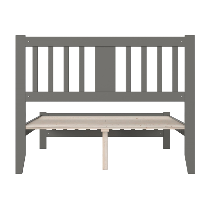 AFI Tahoe Solid Wood Full Platform Bed with Footboard in Grey
