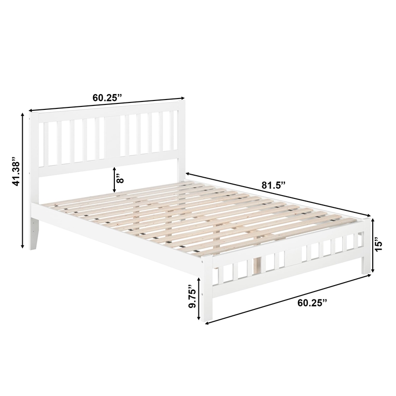 AFI Tahoe Solid Wood Queen Platform Bed with Footboard in White