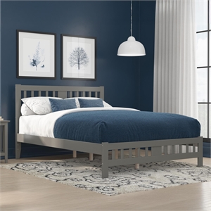 AFI Tahoe Solid Wood Queen Platform Bed with Footboard in Grey