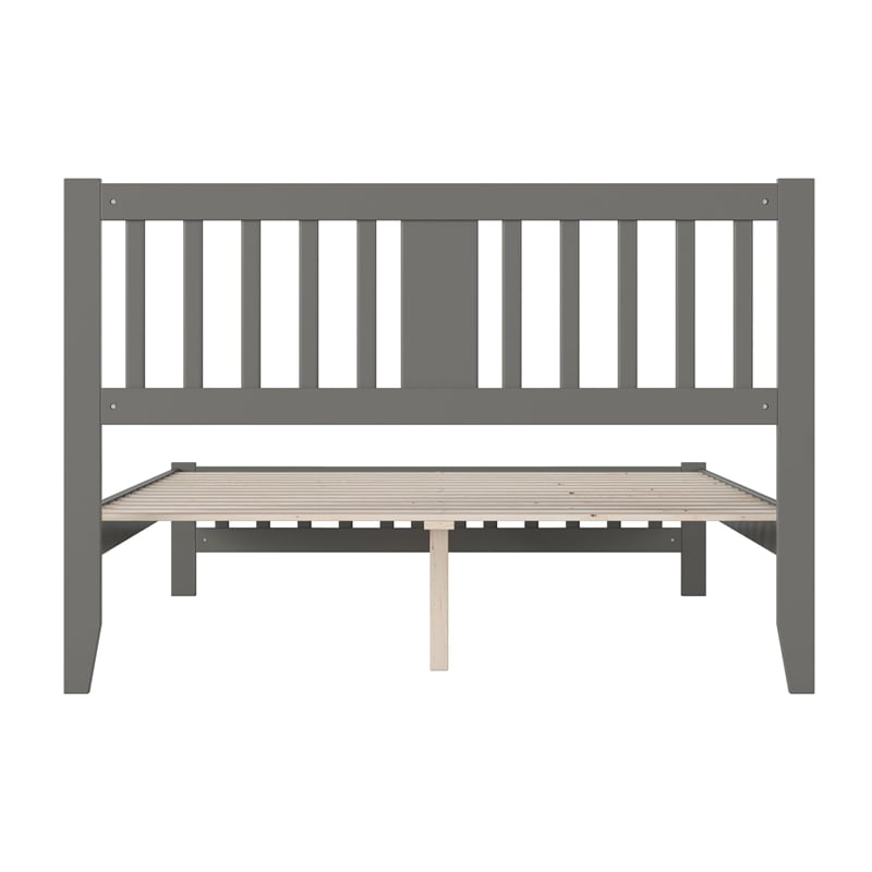 AFI Tahoe Solid Wood Queen Platform Bed with Footboard in Grey