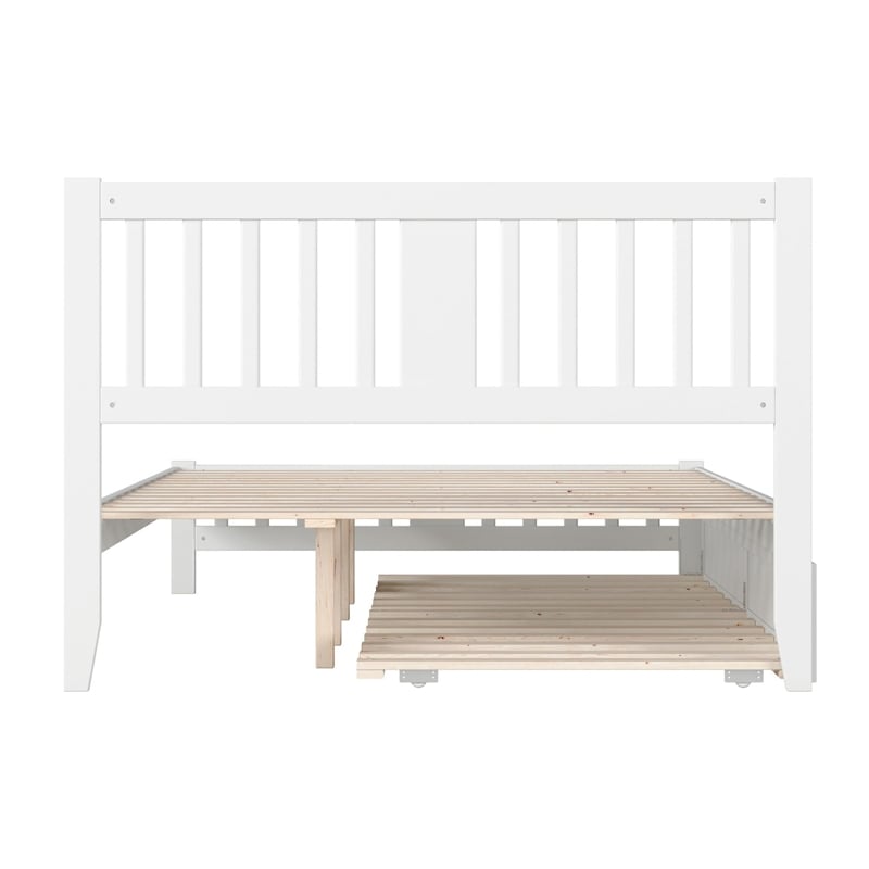 AFI Tahoe Wood Queen Platform Bed with Footboard and Twin XL Trundle in White