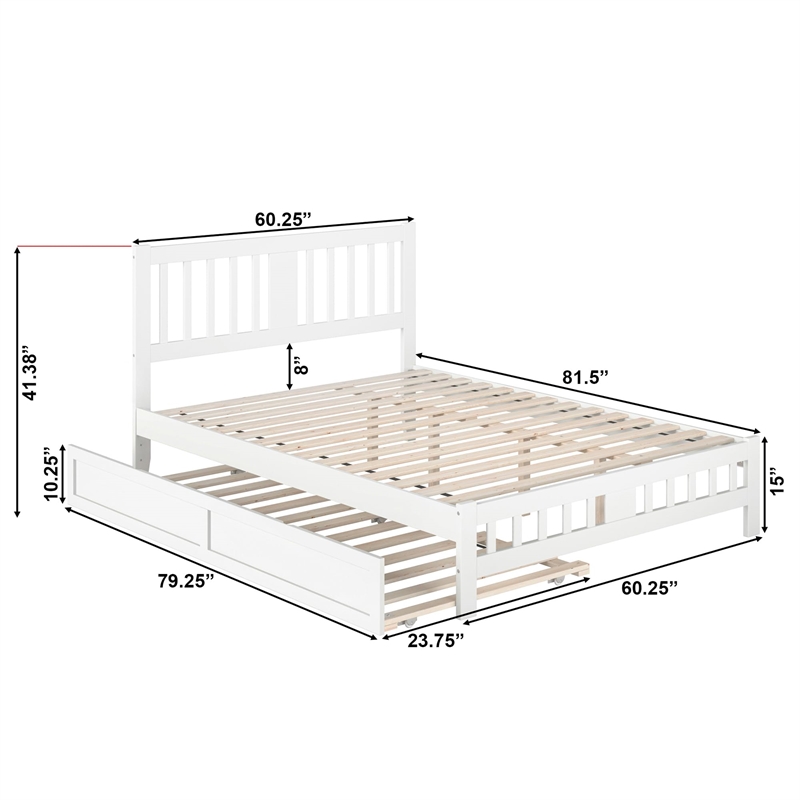 AFI Tahoe Wood Queen Platform Bed with Footboard and Twin XL Trundle in White